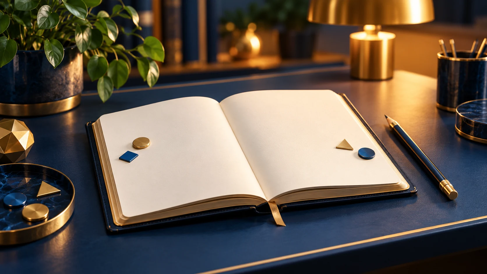 Calendrier sans inscriptions et accessoires d’organisation.