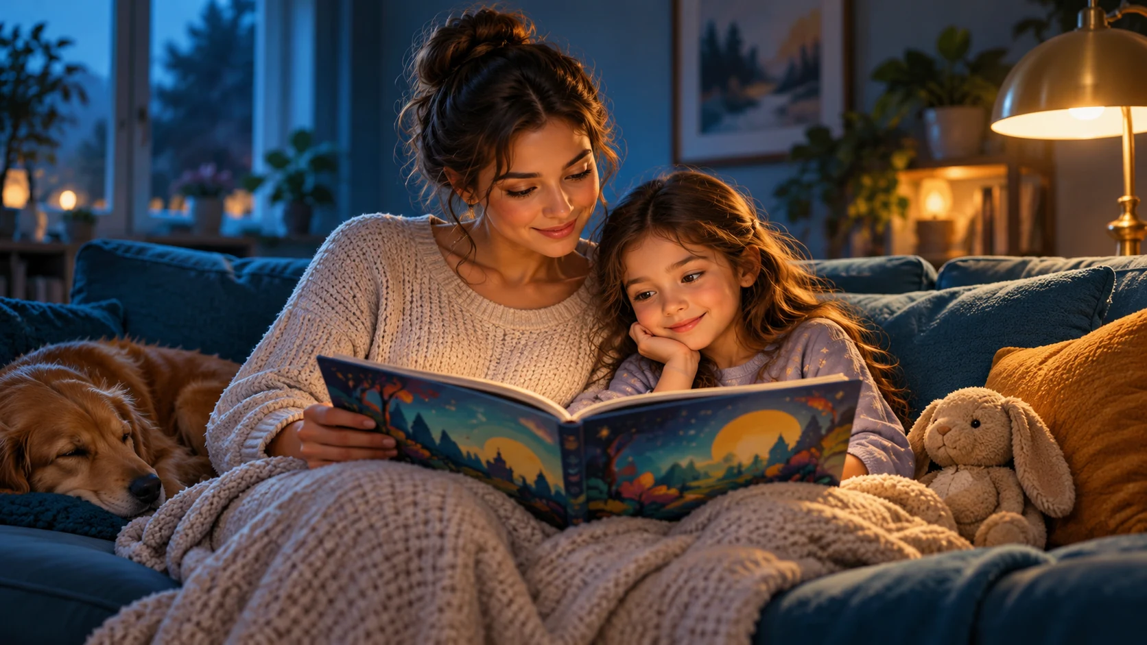 Un adulte accompagne un enfant pendant une lecture.