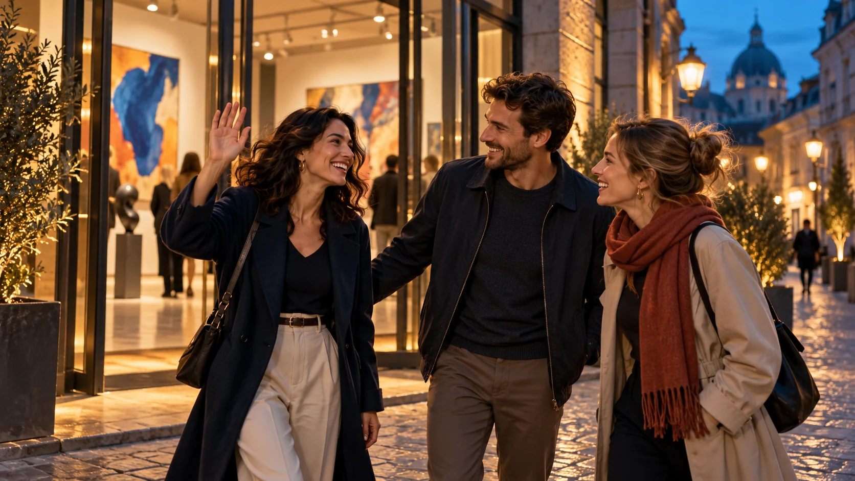 Des amis profitent d’une sortie culturelle en ville.